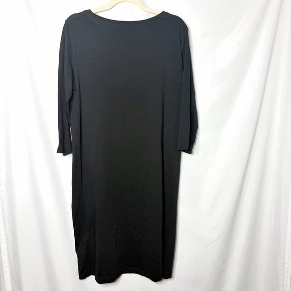 Pact Black Organic Cotton 3/4 Length Sleeve Dress L - Picture 2 of 4